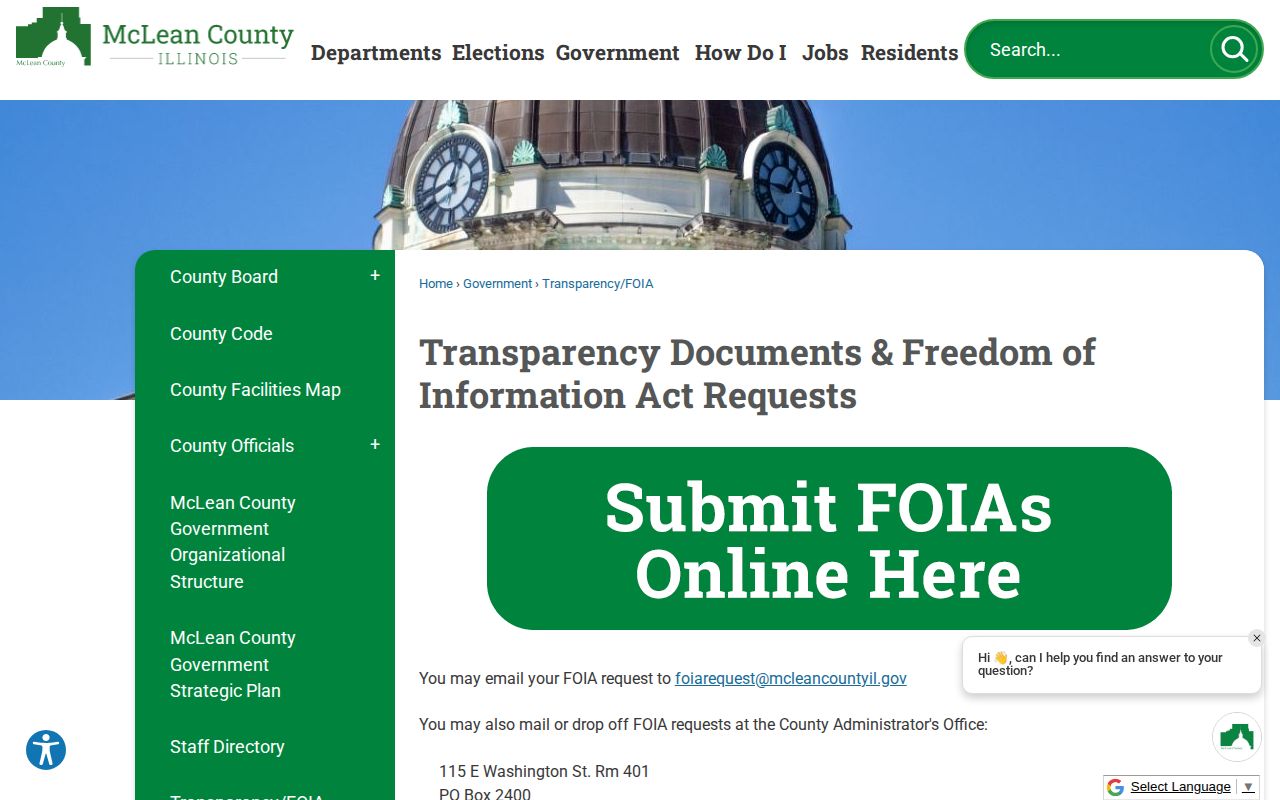McLean County FOIA records request source for booking records