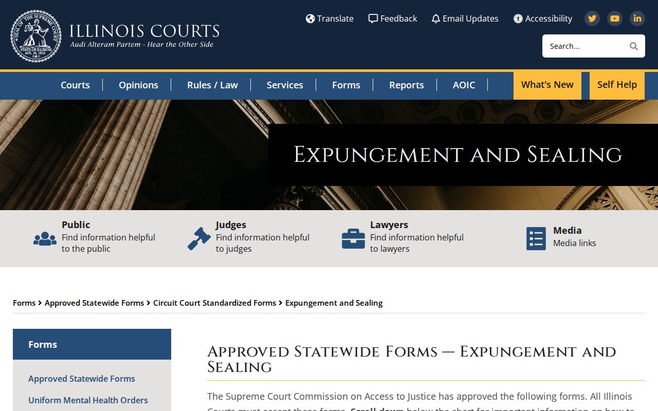 Illinois expungement and sealing forms for McLean County booking records