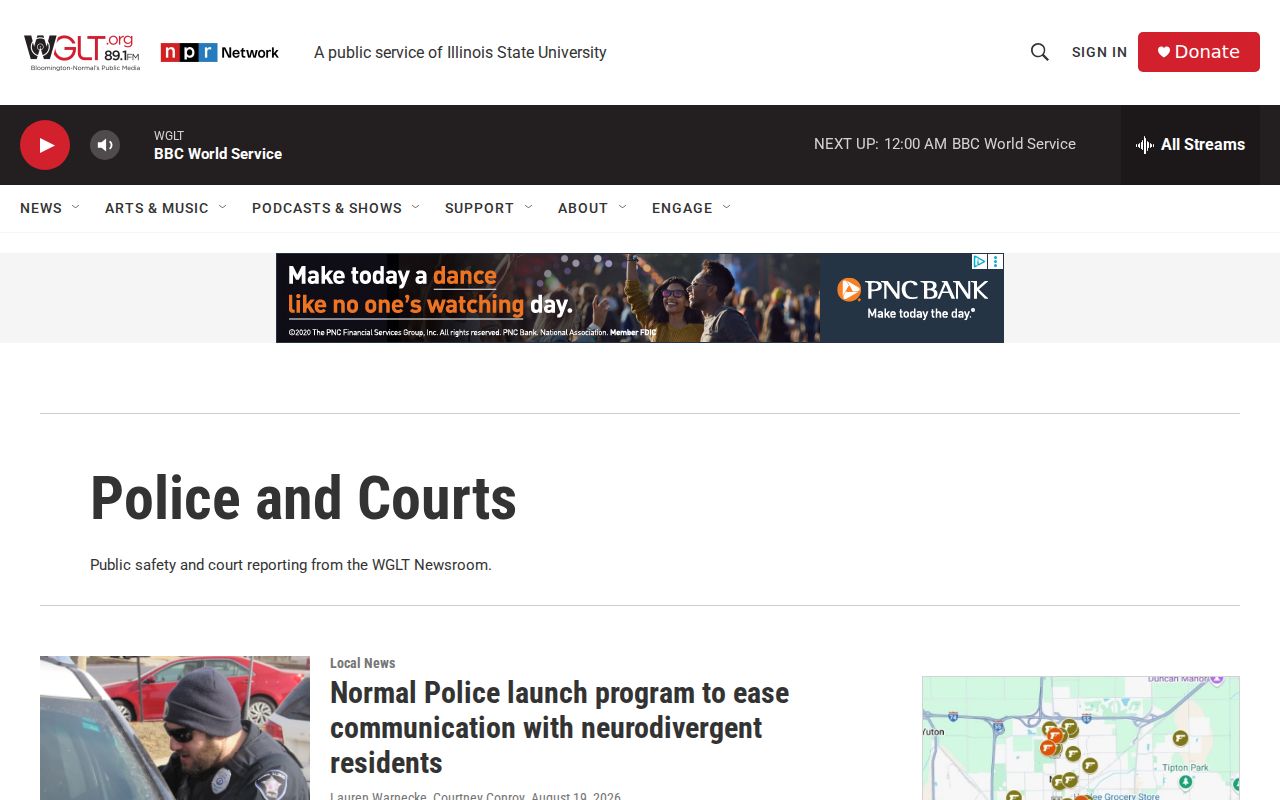 WGLT Police and Courts coverage for McLean County crime news