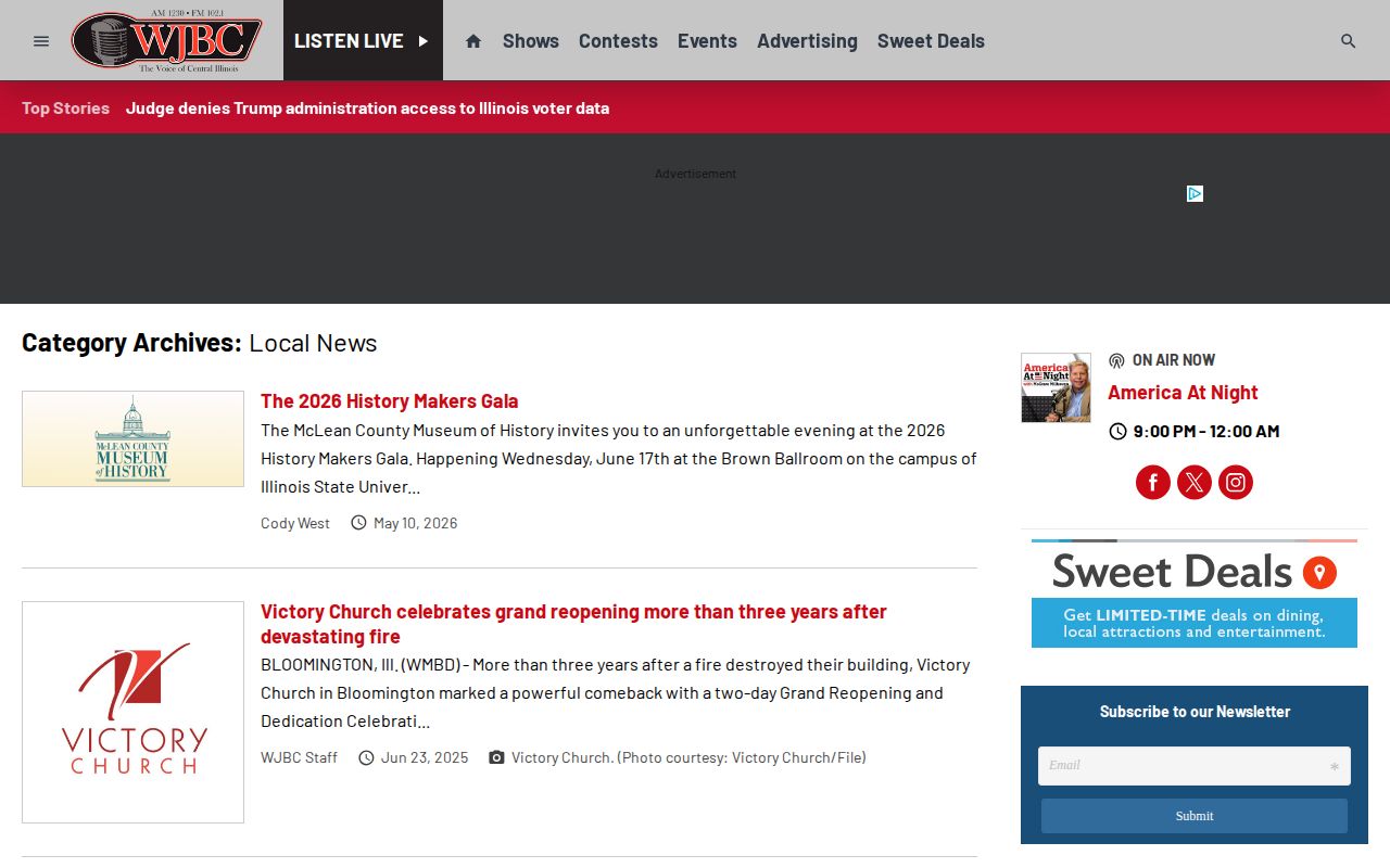 WJBC local news coverage for McLean County arrest and court stories